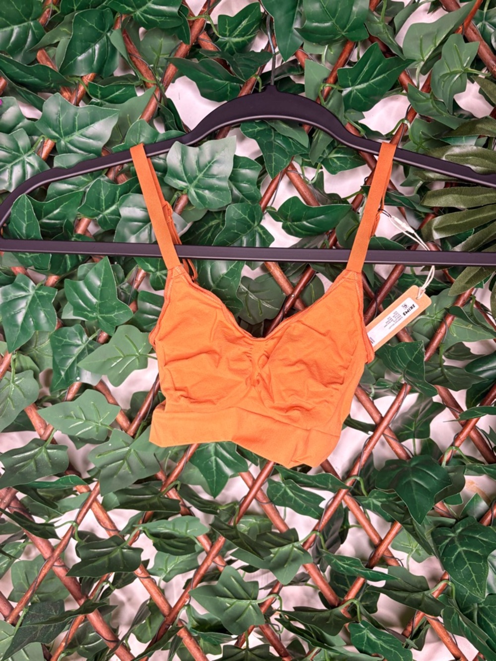 SKIMS Orange Ribbed Bralette Tank